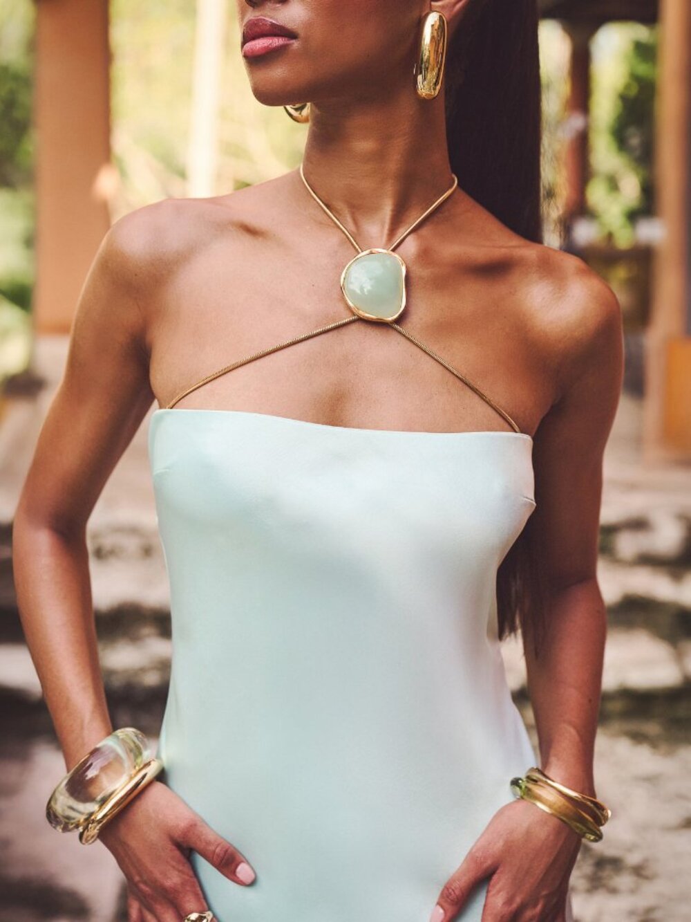Retrofête Ebba Dress (satin mini w/ halter neckline) - Picture 2 of 6
